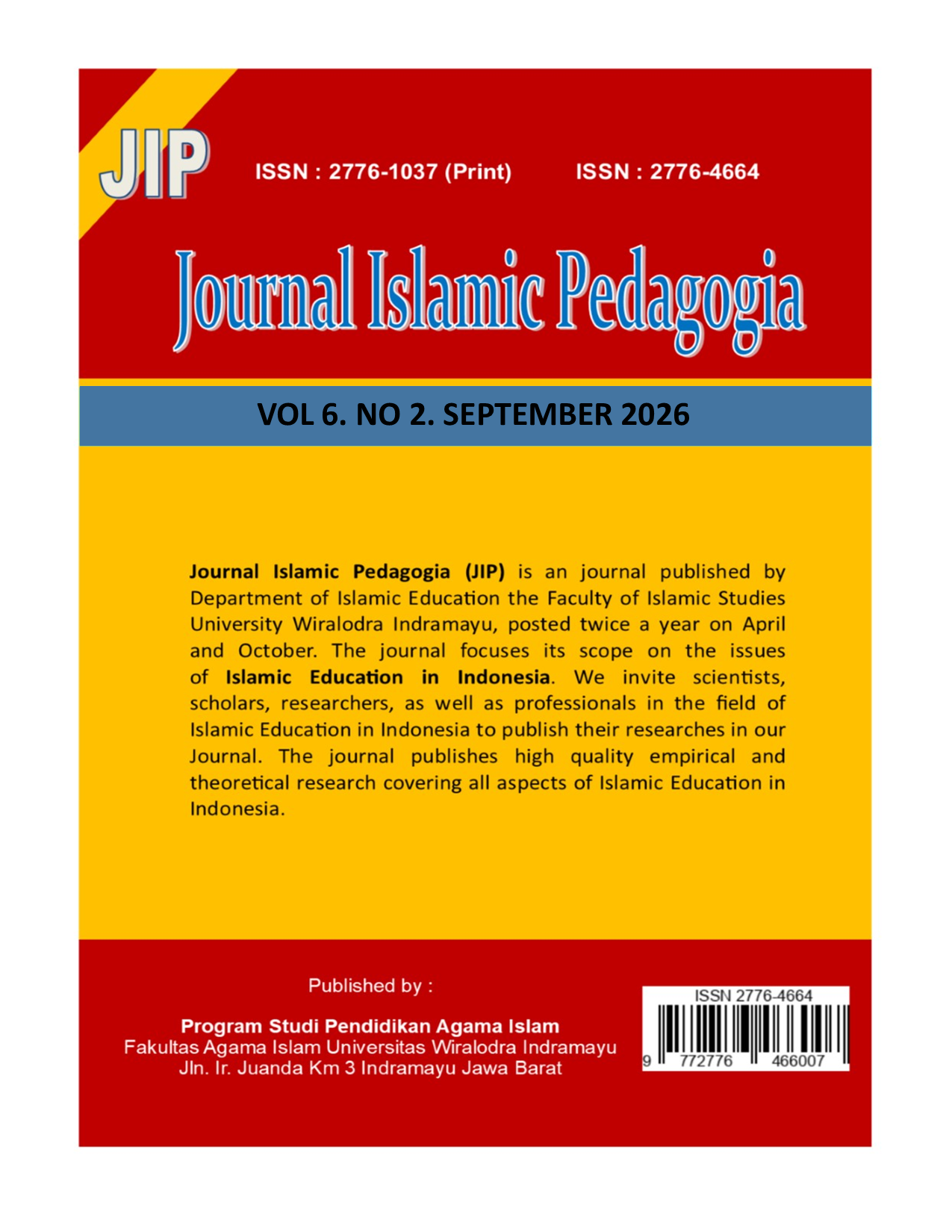 					View Vol. 6 No. 2 (2026): Journal Islamic Pedagogia
				