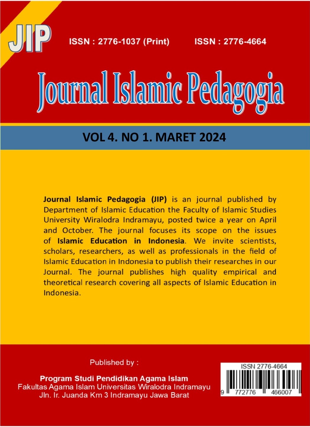 					View Vol. 4 No. 1 (2024): Journal Islamic Pedagogia
				