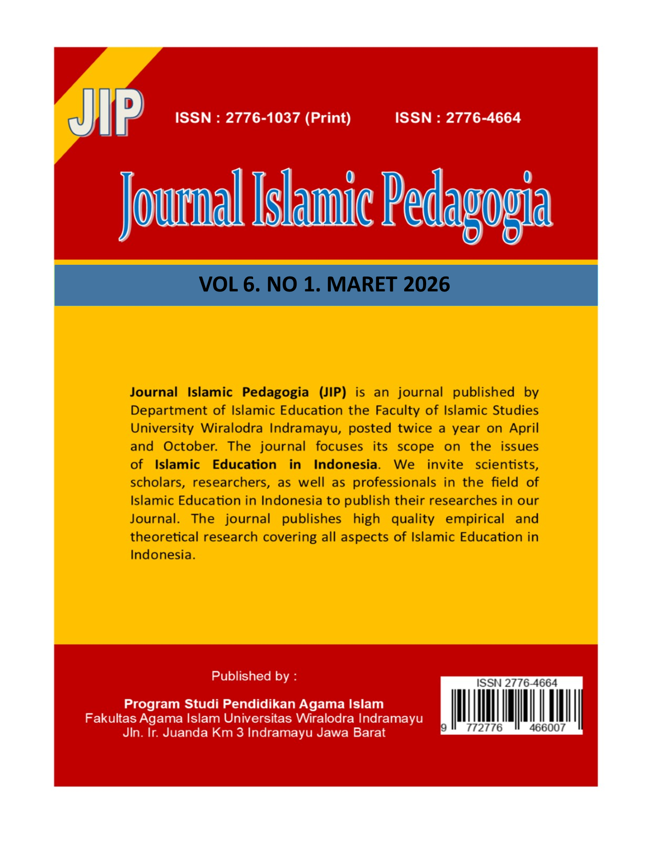 					View Vol. 6 No. 1 (2026): Journal Islamic Pedagogia
				